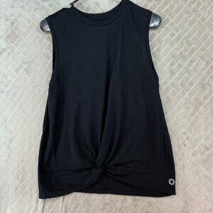 Pro Player Womens Small Tank Top Black Muscle Tee Twist Front Athletic Running